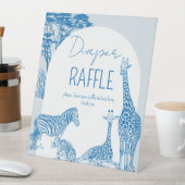 サファリブルートイルキリン赤ちゃんシャワーラッフルサイン 台座サイン (インサイチュ)