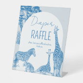 サファリブルートイルキリン赤ちゃんシャワーラッフルサイン 台座サイン (正面)