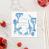 サファリブルートイレキリン赤ちゃんモノグラムのシャワー スタンダードカクテルナプキン (インサイチュ)