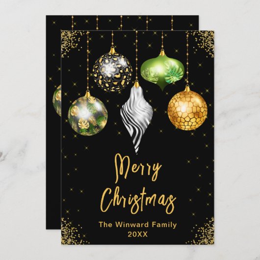 サファリプリントオーナメント メリークリスマス シーズンカード (正面/裏面)