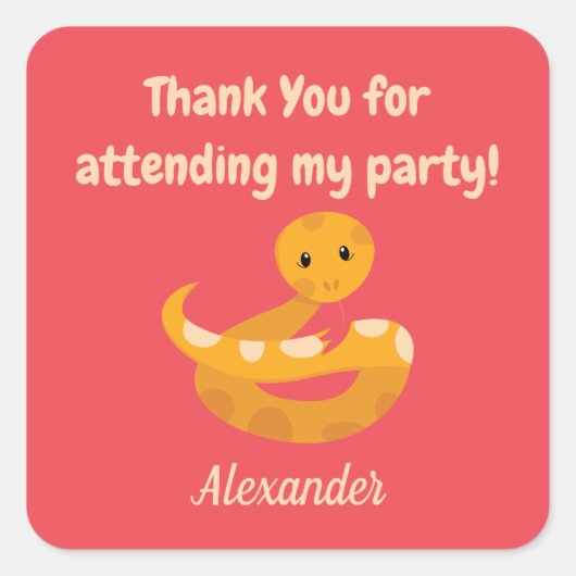 サファリヘビありがとう スクエアシール (正面)