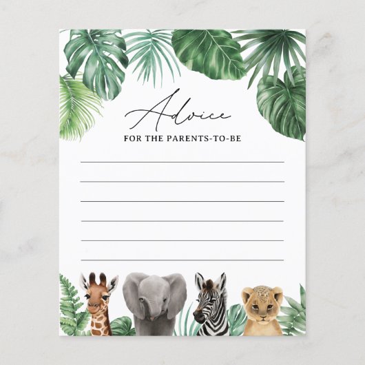 サファリベイビーシャワーアドバイスカード (正面)