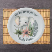 サファリベイビーシャワーエレファントプレート ペーパープレート