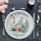 サファリベイビーシャワーエレファントプレート ペーパープレート