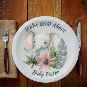 サファリベイビーシャワーエレファントプレート ペーパープレート