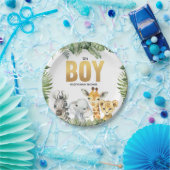 サファリベイビーシャワーオーボーイジャングルパーティープレート ペーパープレート (パーティー)