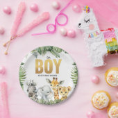 サファリベイビーシャワーオーボーイジャングルパーティープレート ペーパープレート (パーティー)