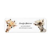 サファリベイビーシャワーガールキュートジャングル差出人住所 ラベル (正面)