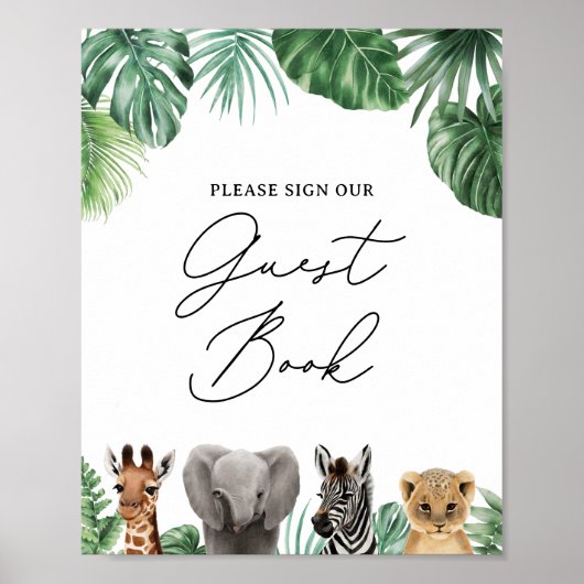 サファリベイビーシャワーゲストブックサイン ポスター (正面)