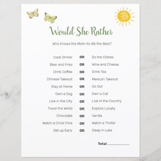 サファリベイビーシャワーテーマ | Would She Game (正面)