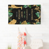 サファリベイビーシャワーブラック金ゴールドグリーンウェルカム 横断幕 (インサイチュ)