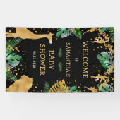 サファリベイビーシャワーブラック金ゴールドグリーンウェルカム 横断幕 (横)