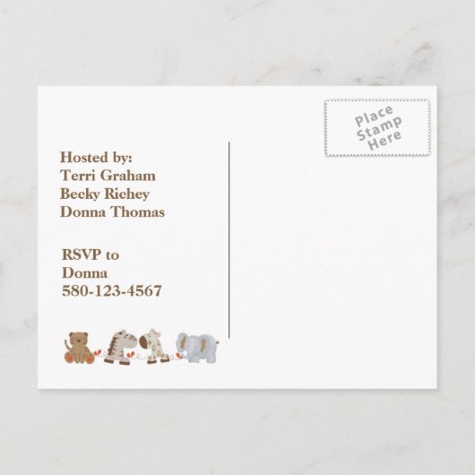 サファリベイビーシャワーポストカード招待状 インビテーションポストカード (裏面)