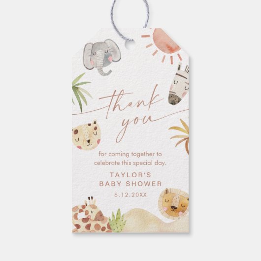 サファリベイビーシャワーメッセージカード ギフトタグ (裏面)