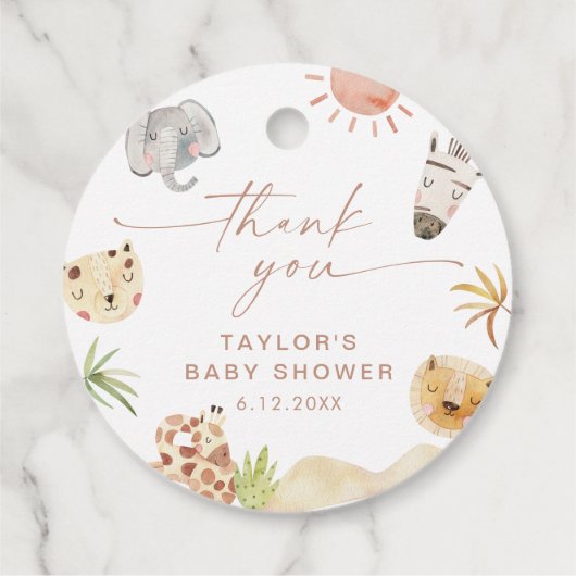 サファリベイビーシャワーメッセージカード フェイバータグ (裏面)