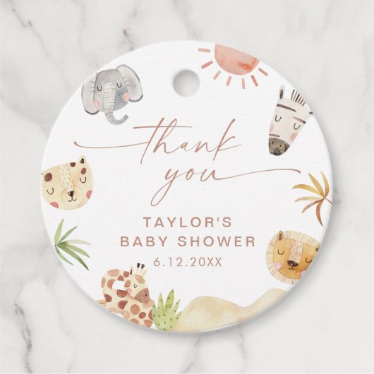 サファリベイビーシャワーメッセージカード フェイバータグ (正面)