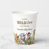 サファリベイビーシャワーワイルドワンジャングルかわいい動物 紙コップ (裏面)