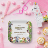 サファリベイビーシャワーワイルドワンジャングル ペーパープレート (パーティー)