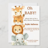 サファリベイビーシャワー招待状ニュートラルジャングル 招待状 (正面)