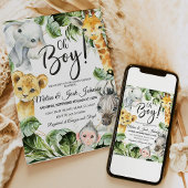 サファリベイビーシャワー招待状ボーイジュングルワイルドベビー 招待状