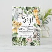 サファリベイビーシャワー招待状ボーイジュングルワイルドベビー 招待状 (スタンド正面)