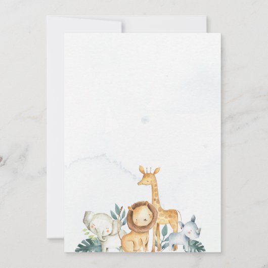 サファリベイビーシャワー招待状、ヴィンテージジャングル 招待状 (裏面)