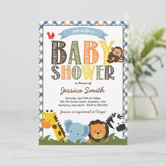 サファリベイビーシャワー招待状 招待状 (スタンド正面)