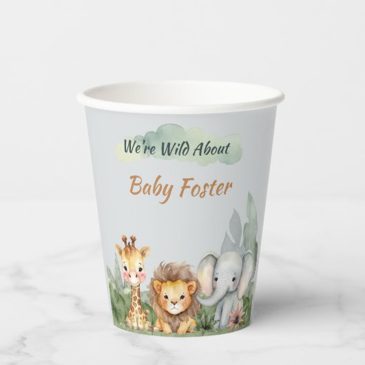 サファリベイビーシャワー紙カップ 紙コップ (正面)