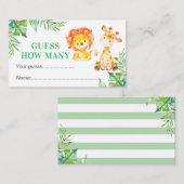 サファリベイビーシャワー誕生日ゲームの数を推測 エンクロージャーカード (正面/裏面)