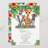 サファリベイビーシャワー ワイルドワンがやってくる 招待状 (正面/裏面)