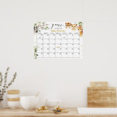 サファリベイビーシャワー 出産予定日推測カレンダーポスター ポスター (キッチン)