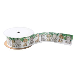 サファリベイビーシャワーI誕生日動物 サテンリボン