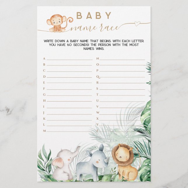 サファリベビーアニマルグリーンベビー名のレースゲーム (正面)