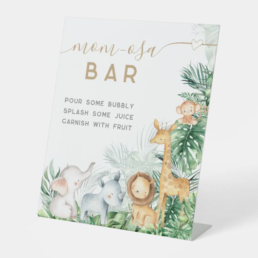 サファリベビーアニマルズベビーシャワーママモサバー 台座サイン (正面)