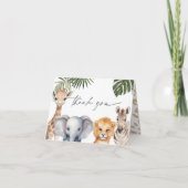 サファリベビーアニマルズワイルドワン男の赤ちゃんシャワー サンキューカード (正面)