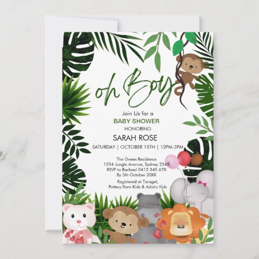 サファリベビーシャワー招待状リトルワイルドワン 招待状 (正面)