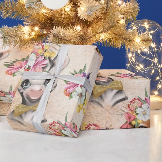 サファリベビー名ジャングルと動物の包み ラッピングペーパー (クリスマス)