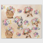 サファリベビー名ジャングルと動物の包み ラッピングペーパー (フラット)