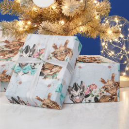 サファリベビー名ジャングルと動物 ラッピングペーパー