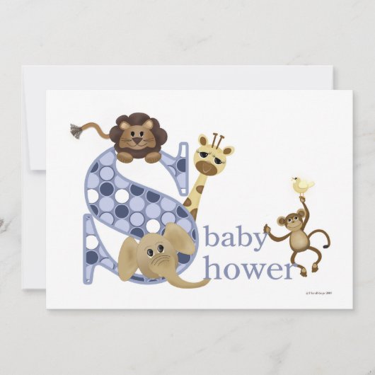 サファリベビー招待状インブルー 招待状 (正面)