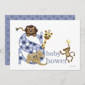 サファリベビー招待状インブルー 招待状 (正面/裏面)