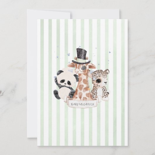 サファリホットエアバルーン赤ちゃんシャワー 招待状 (裏面)