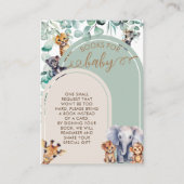 サファリボホグリーンベビーシャワーブックベビー エンクロージャーカード (正面)