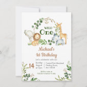 サファリボーイワイルドワン誕生日 招待状 (正面)