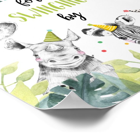 サファリボーイ誕生日サインでスイングありがとう ポスター (角)