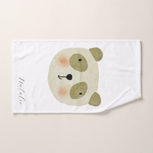 サファリモダンアのモノグラムの動物の白い文字 バスタオルセット (ハンドタオル)