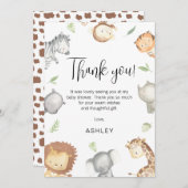 サファリモダンアニマルベビシャワーサンキューカード 招待状 (正面/裏面)