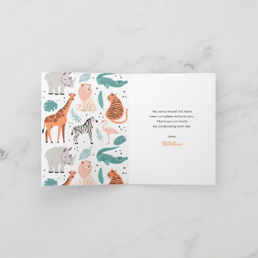 サファリモダンアニマルワイルドワンサンキューカード 招待状 (内部)