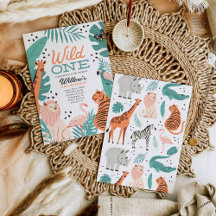 サファリモダンアニマルワイルドワン誕生日パーティー