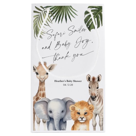 サファリモダンアニマル男の赤ちゃんシャワーウィグディー スモールペーパーバッグ (裏面)